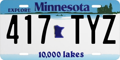 MN license plate 417TYZ