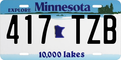 MN license plate 417TZB