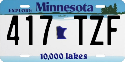 MN license plate 417TZF