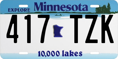MN license plate 417TZK