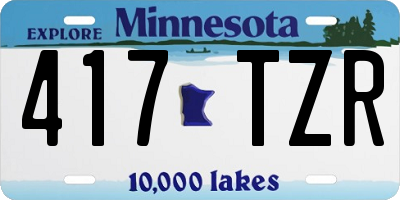 MN license plate 417TZR