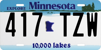 MN license plate 417TZW