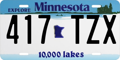 MN license plate 417TZX