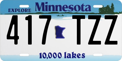 MN license plate 417TZZ