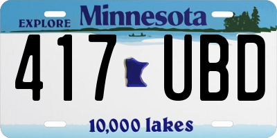 MN license plate 417UBD