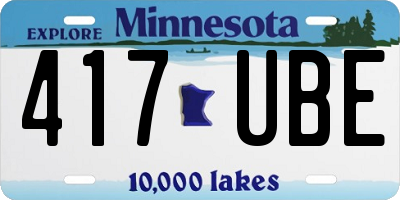 MN license plate 417UBE