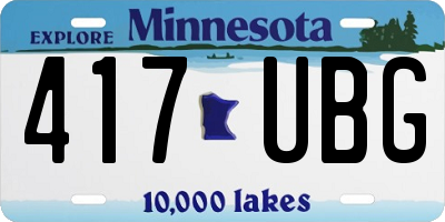 MN license plate 417UBG