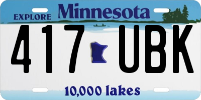 MN license plate 417UBK