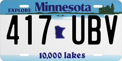 MN license plate 417UBV