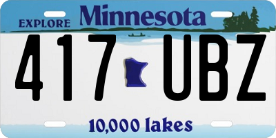 MN license plate 417UBZ