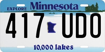 MN license plate 417UDO