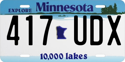 MN license plate 417UDX