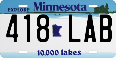 MN license plate 418LAB