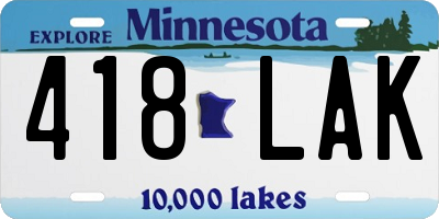 MN license plate 418LAK