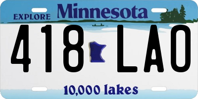 MN license plate 418LAO