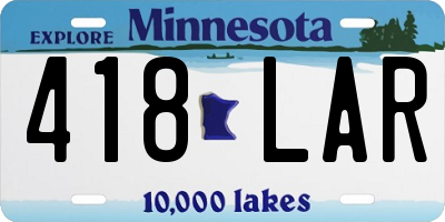 MN license plate 418LAR