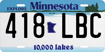 MN license plate 418LBC