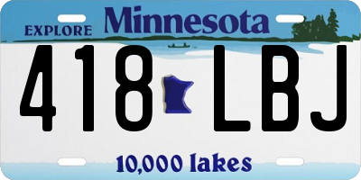 MN license plate 418LBJ