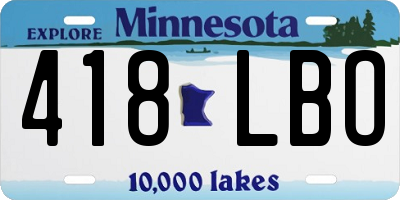 MN license plate 418LBO