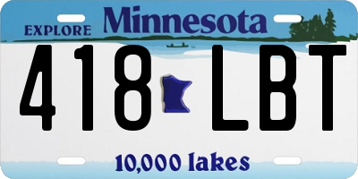 MN license plate 418LBT