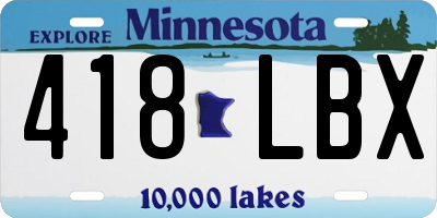 MN license plate 418LBX