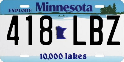 MN license plate 418LBZ