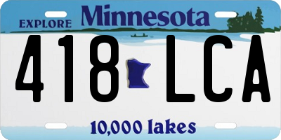 MN license plate 418LCA