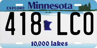 MN license plate 418LCO