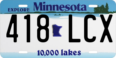 MN license plate 418LCX