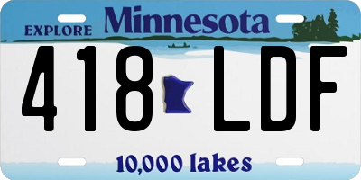 MN license plate 418LDF
