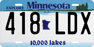 MN license plate 418LDX