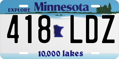 MN license plate 418LDZ