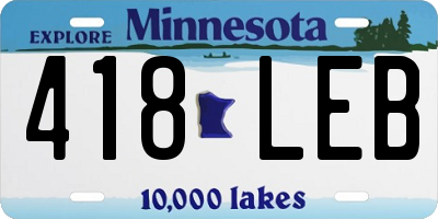 MN license plate 418LEB