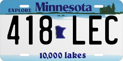 MN license plate 418LEC