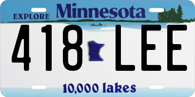 MN license plate 418LEE