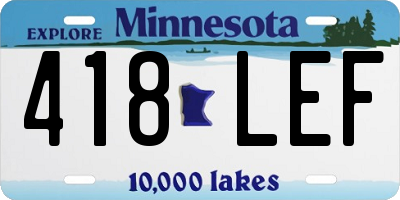 MN license plate 418LEF