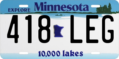 MN license plate 418LEG