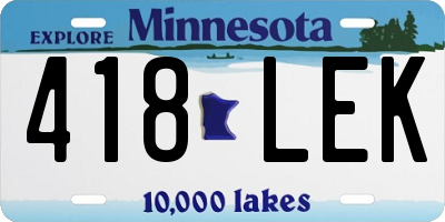 MN license plate 418LEK