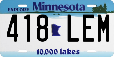 MN license plate 418LEM