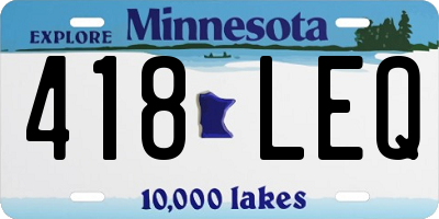 MN license plate 418LEQ