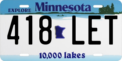 MN license plate 418LET