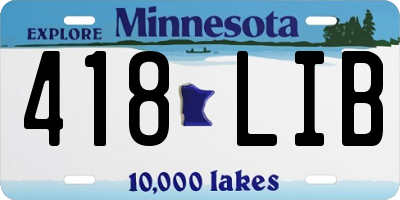 MN license plate 418LIB