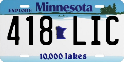 MN license plate 418LIC