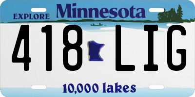 MN license plate 418LIG