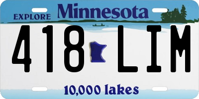 MN license plate 418LIM