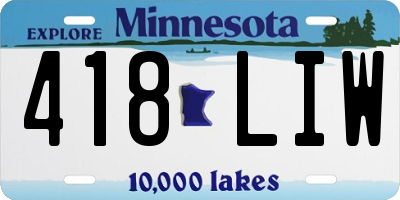 MN license plate 418LIW