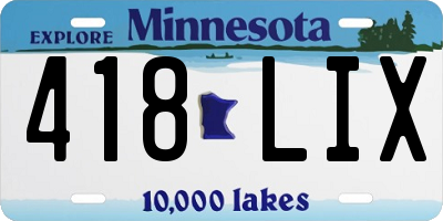 MN license plate 418LIX