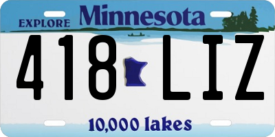 MN license plate 418LIZ