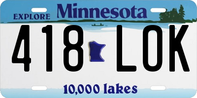 MN license plate 418LOK