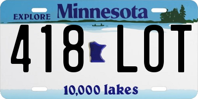 MN license plate 418LOT